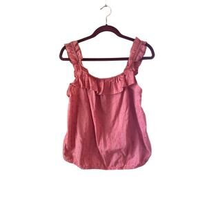 Maurices Pink Ruffle Eyelet Tank Top